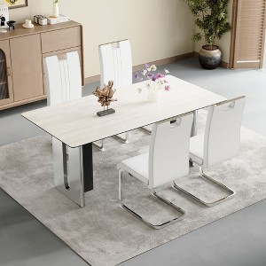 NicBex Modern High-End Set of 4 Dining Chairs with Mirrored Metal Legs & Spring Package,Minimalist Upholstered Office Chairs,Living Room Chairs - 1 of 4