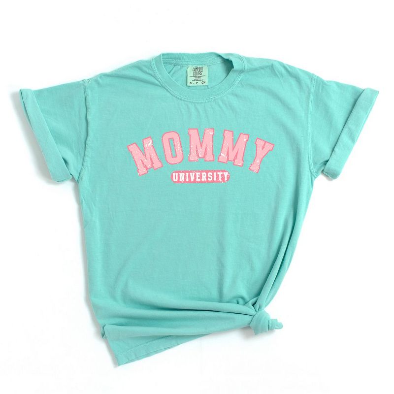 Simply Sage Market Women's Varsity Mommy University Short Sleeve Garment Dyed Tee, 1 of 4