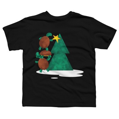 Boy's Design By Humans Christmas Tree Turtle By moredesignsplease T-Shirt
