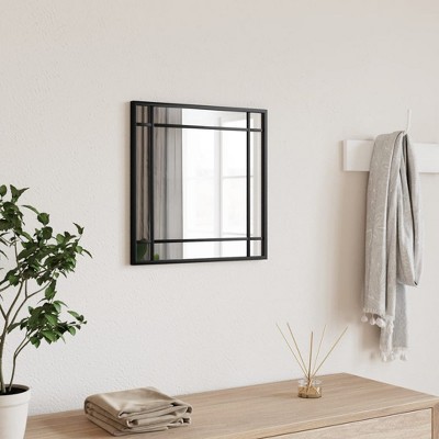 vidaXL Wall-Mounted Mirror: Minimalistic Black Iron Square Design - Versatile Décor for Bedrooms, Bathrooms, and Living Spaces - 15.7