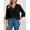 Imily Bela Women's Business Casual V Neck Chiffon Blouse Long Sleeve Button Down Summer Shirt - 4 of 4
