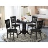 HomeStock 5-Piece Black Finish Solid Wood Top Dining table with 4 Chairs with Slat Back - 2 of 4