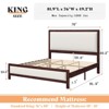 AMERLIFE Upholstered Solid Wood Bed Frame with Linen Headboard & Footboard Nailhead Trim - 2 of 4