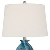 360 Lighting Carlton 28" Tall Modern Table Lamps Set of 2 WiFi Smart Socket Blue Marble Finish Living Room Bedroom Bedside Nightstand White Shade - 3 of 4