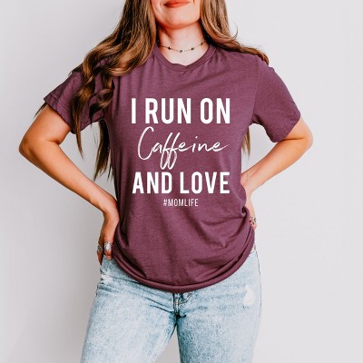 Simply Sage Market I Run On Caffeine And Love Short Sleeve Tee - 2XL - Plum