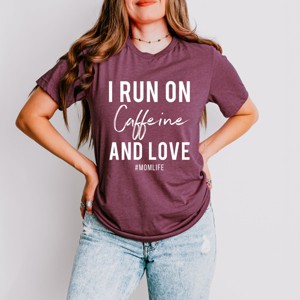 Simply Sage Market I Run On Caffeine And Love Short Sleeve Tee - 2XL - Plum - 1 of 4
