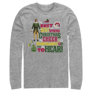 Men's Elf Christmas Cheer Loud Singing Long Sleeve Shirt - 1 of 4