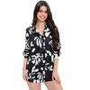 Women's Casual 2 Piece Lounge Set with Long Sleeve Button Down Shirt and High Waist Drawstring Shorts - 3 of 4