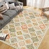 Boho Floral Area Rug , SoftFaux Wool Shag Rugs Farmhouse Washable Anti Slip Large Carpet Rug for Entryway Bedroom Living Room Hallway and Laundry Room - 4 of 4