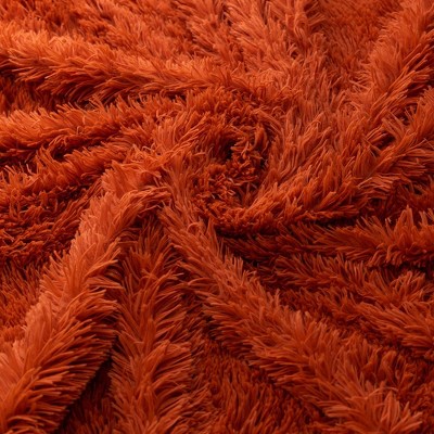 Rust Orange Reversible Faux Fur and Fleece Throw Blanket 60" x 70"