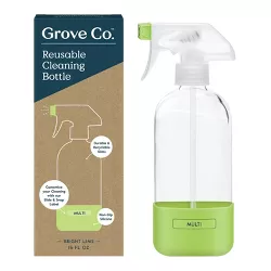 Grove Co. Reusable Cleaning Glass Spray Bottle with Silicone Sleeve - Bright Lime
