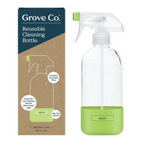Grove Co. Reusable Cleaning Glass Spray Bottle with Silicone Sleeve - Bright Lime - image 1 of 4