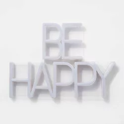 Be Happy LED Neon Wall Sign White - Room Essentials™