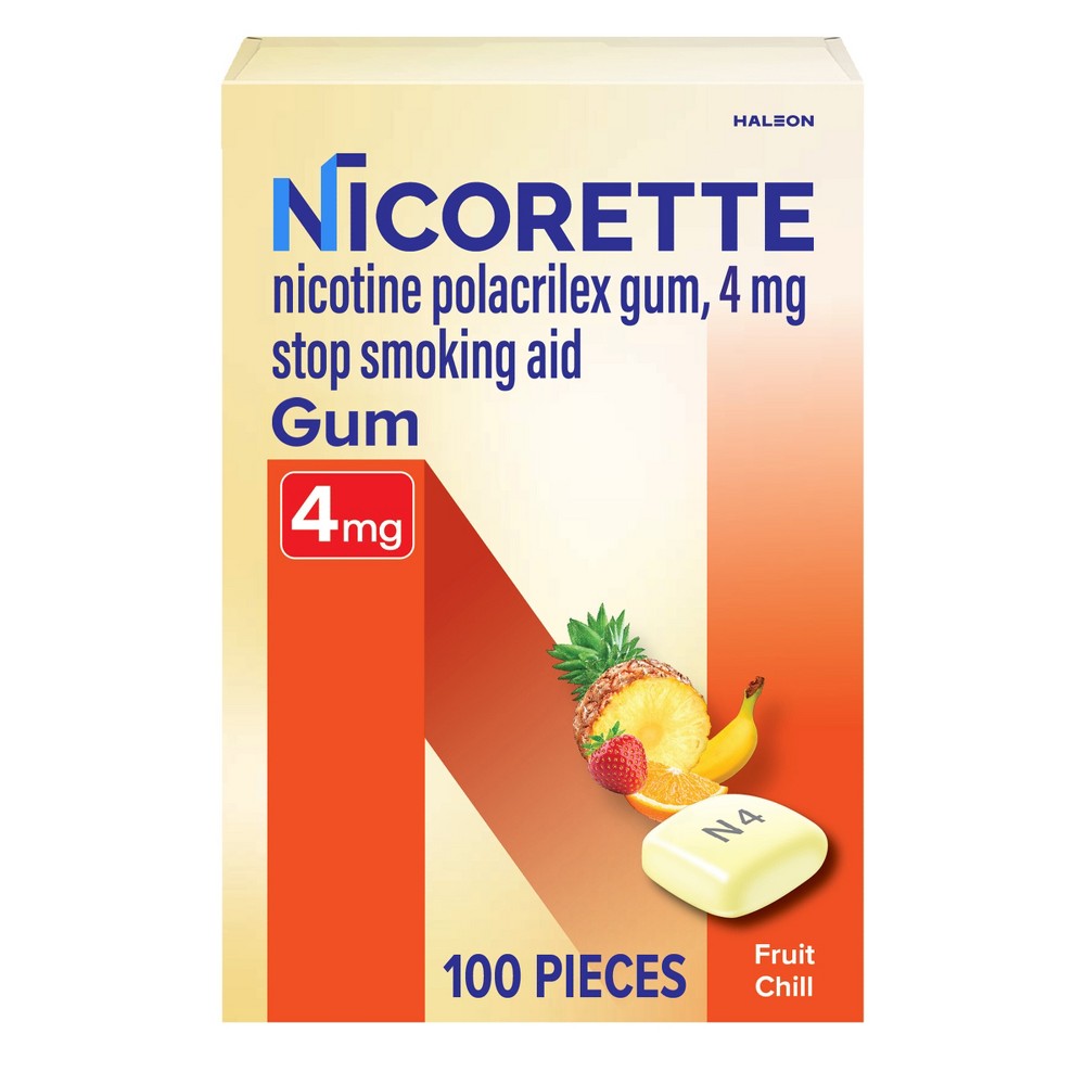 Nicorette 4mg Stop Smoking Aid Nicotine Gum - Fruit Chill - 100ct