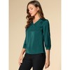 INSPIRE CHIC Women's V Neck 3/4 Sleeve Casual Office Work Satin Blouses - 4 of 4