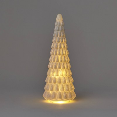 15" Lit Glass Christmas Tree Decorative Figurine White - Wondershop™