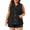 Agnes Orinda Women's Plus Size Utility Anorak Cargo Drawstring Jean Denim Vests - 2 of 4