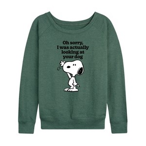 Women's - Peanuts - Looking At Your Dog Lightweight French Terry Slouchy - 1 of 4