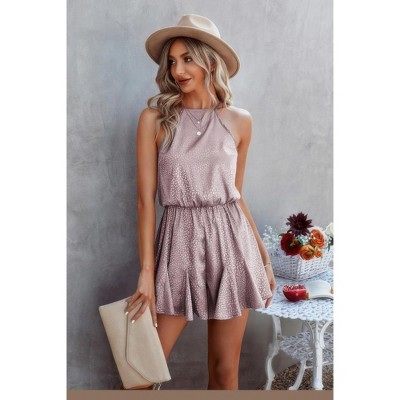 I AM A FASHION JUNKY Sleeveless Leopard Rrint Ruffle Short Romper