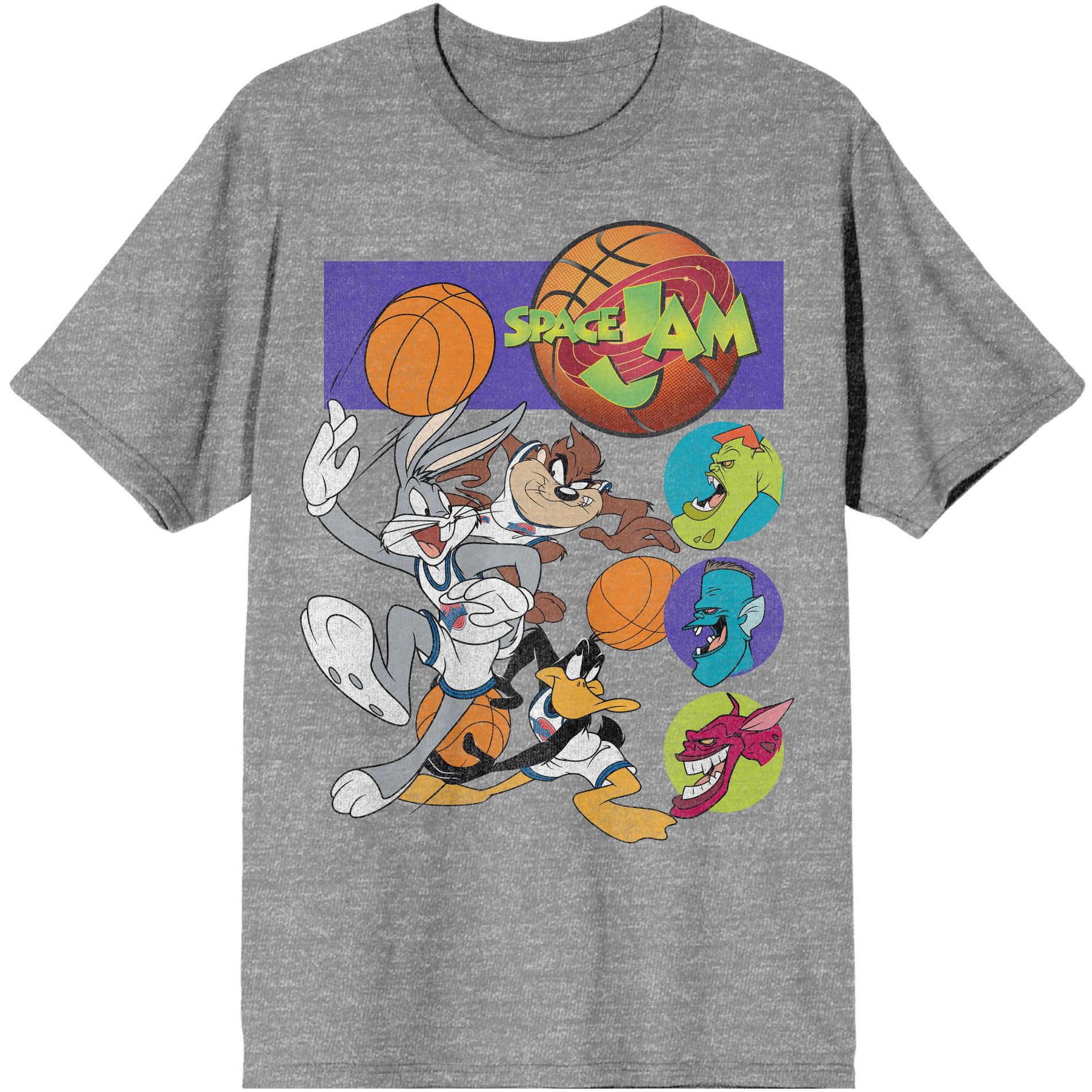 Space Jam (1996) Looney Tunes and Michael Jordan Men's Heather Gray Tee
