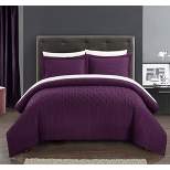 Chic Home Jazmine 7 Piece Comforter Set Embossed Embroidered Quilted Geometric Vine Pattern - Sheets Pillowcases Shams Included Plum