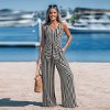 Women's Elegant V-Neck Tie-Front Wide Leg Jumpsuit -Cupshe - 4 of 4