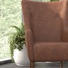 Emma and Oliver Traditional Wingback Accent Chair, Faux Leather Upholstery and Wooden Frame and Legs - 3 of 4