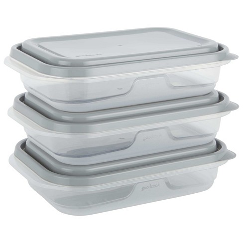 Goodcook Meal Prep 1 Compartment Rectangle Black Containers + Lids