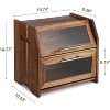 Acekool Double Layer Bread Box, Acacia Wood Bread Bin with Clear Door & Air Vents, Countertop Storage for Bread, Bagels, Muffins, Brown - 2 of 4