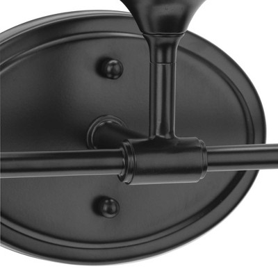 Matte Black 3-Light Bath Vanity with Etched White Glass Shades