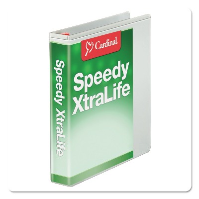 Cardinal Speedy XtraLife Non-Stick Locking Slant-D Ring Binder 1" Cap 11 x 8 1/2 White 59100