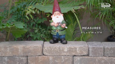 11" Green Polyresin Hunting Garden Gnome Statue