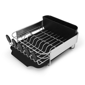 KitchenAid Compact Dishrack: Freestanding Drying Rack with Drain Board & Caddy, Black/Silver, Countertop Use - 1 of 4