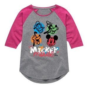 Girls' - Disney Jr - Mickey Mouse Clubhouse Group Shirt Tail Raglan Graphic T-shirt - 1 of 3