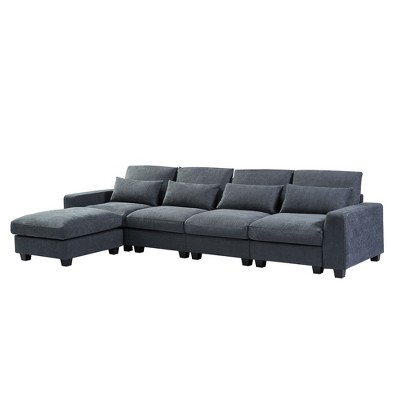 NicBex Modular Sectional Sofa Convertible L-Shaped Sofa Couch with Reversible Chaise & Storage,Linen Fabric Comfy Couch for Living Room