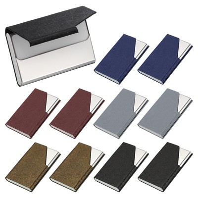Unique Bargains Business Luxury PU Leather Name Card Case with Magnet 10 Pcs