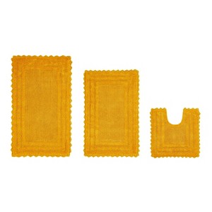 Lilly Crochet Collection 100% Cotton Tufted Reversible 3-Piece Bath Rug Set – Super Absorbent, Machine Washable Bathroom Mats with Crochet Pattern - 1 of 4