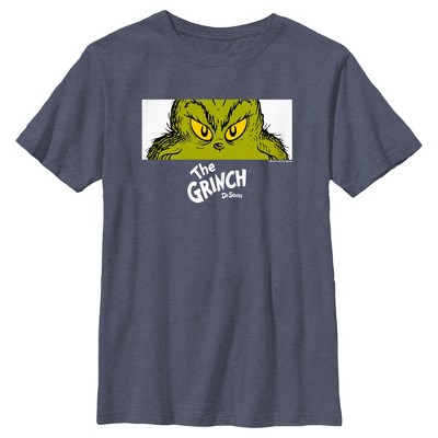 Boy's Dr. Seuss Grinch Eyes T-shirt - Navy Blue Heather - Large : Target