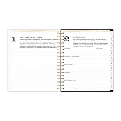 Day Designer 2024-25 Daily/Monthly Planner 10&#34;x8&#34; Wirebound Frosted Rugby Stripe Black_7