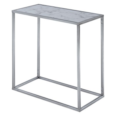 Gold Coast Faux Marble Chairside Table Faux Marble/Silver - Breighton Home