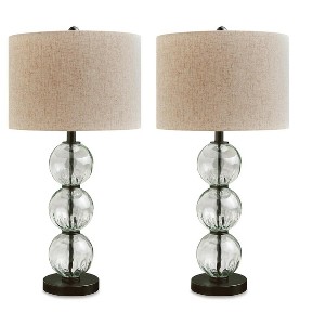 Signature Design by Ashley Airbal Contemporary 29.38" Glass Table Lamp, Set of 2, Black & Clear - 1 of 4