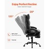 VEVOR Office Chair with Footrest, 400lb Capacity Office Chair with Lumbar Pillow, Height Adjustable PU Leather Reclining Desk Chairs, Black - 4 of 4