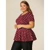 Agnes Orinda Women's Plus Size Polka Dots Fashion Workout Elegant Short Sleeves Peplum Top - 4 of 4