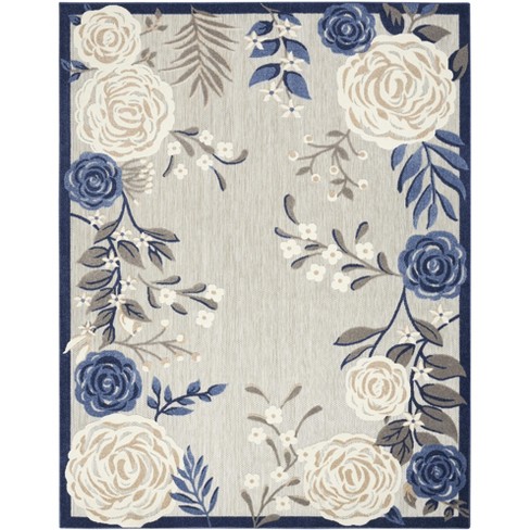 Nourison Aloha Contemporary Floral Border Outdoor Rug : Target