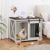 Dog Crate Furniture with Sliding Barn Door, 37''Dog Cage Furniture, Wooden Dog Kennel End Table with Detachable Divider, Indoor Puppy Kennel - 3 of 4