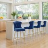 MAYEERTY Blue Velvet Bar Stools Set of 2, Button-Tufted Wing-Back,Metal Legs for Kitchen Island & Pub - 2 of 4