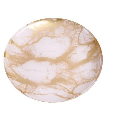 Classic Touch Set Of 4 Gold-White Marble Plates - 11"D