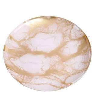 Classic Touch Set Of 4 Gold-White Marble Plates - 6.5"D