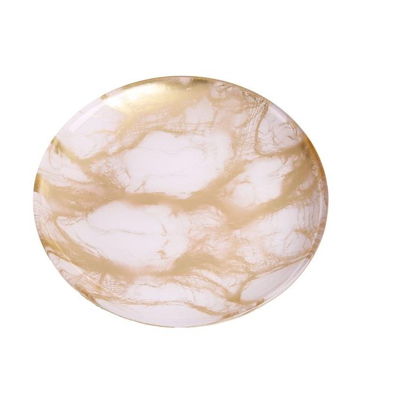 Classic Touch Set Of 4 Gold-White Marble Plates - 6.5"D, 1 of 4