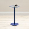 iDesign Round Pedestal Drink Table for Small Spaces, Clear/Blue Stripes - 2 of 4